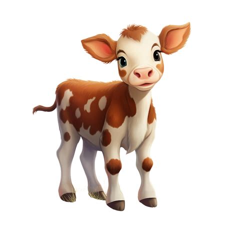 a cartoon calf, cute baby cow clipart AI Generated 27241785 PNG