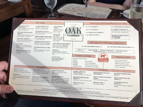 Menu at Oak Steakhouse, Alpharetta