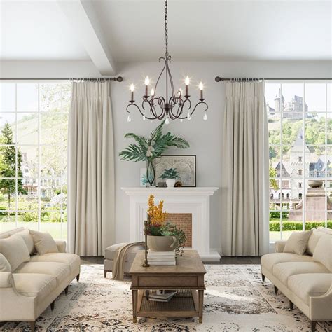 Iron with Crystal Drop Chandelier - 6 Lights in 2021 | Chandelier in ...