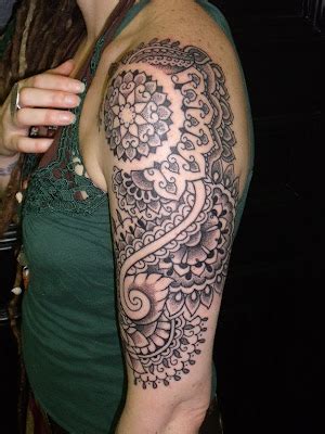 Prof Love In Tattoos: Henna inspired half-sleeve front view