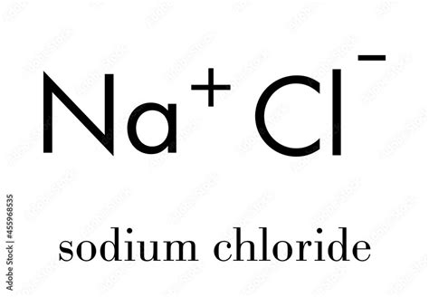 Sodium chloride (table salt), chemical structure. Skeletal formula ...