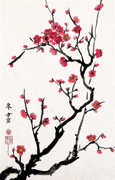 Peggy Duke Cherry Blossoms, Giclee Print of Chinese Brush Painting, 18 ...