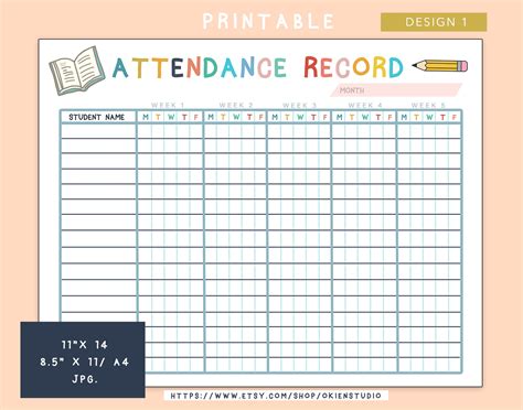 Printable Attendance Chart