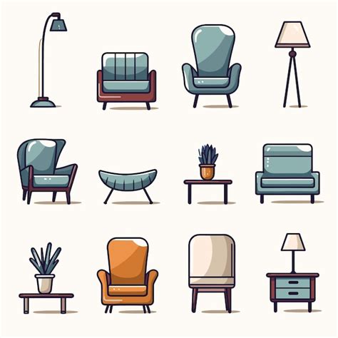 Premium Vector | Furniture for the home icons set armchair sofa chair ...