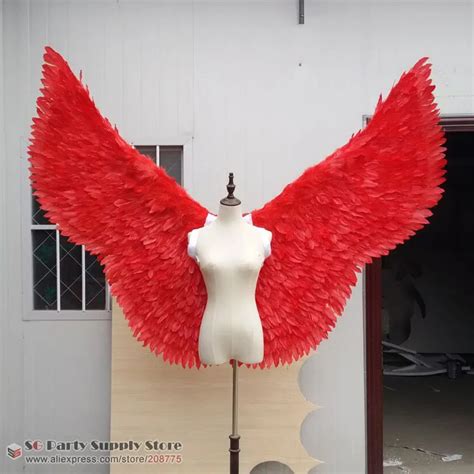 Adult's Red angel feather wings Displays shooting Wedding decoration ...