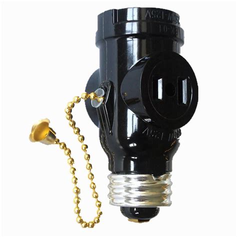 Project Source 660-Watt Black Medium Light Socket Adapter with Pull ...