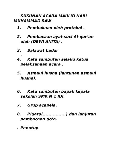 (DOC) SUSUNAN ACARA MAULID NABI MUHAMMAD SAW | JeJe Tekaje - Academia.edu