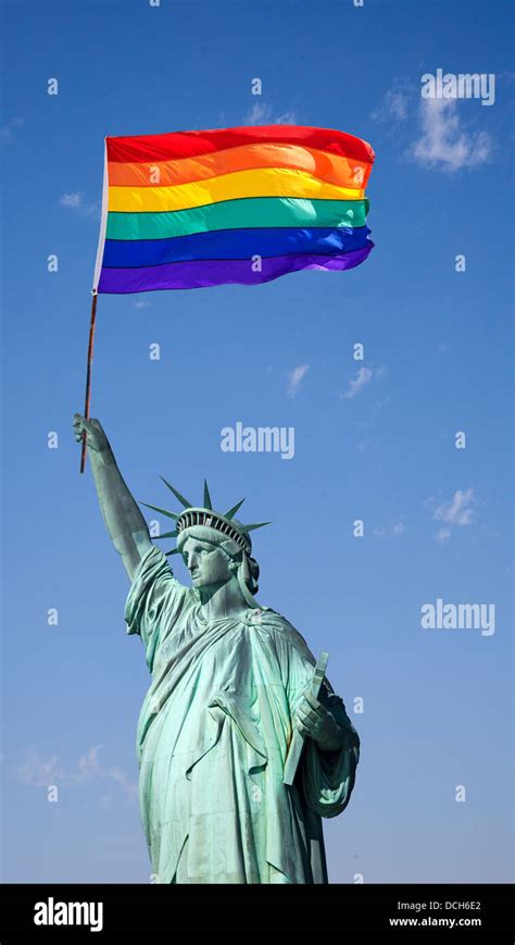 Statue of Liberty holding the Rainbow Flag , New York, USA Stock Photo ...