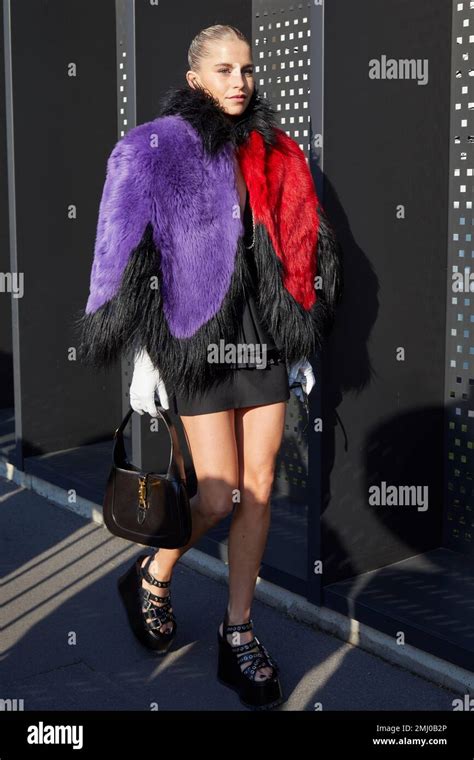 MILAN, ITALY - JANUARY 13, 2023: Caro Daur before Gucci fashion show ...