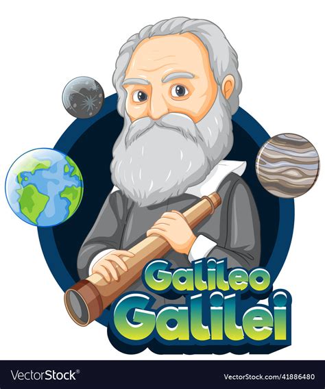 Portrait of galileo galilei in cartoon style Vector Image