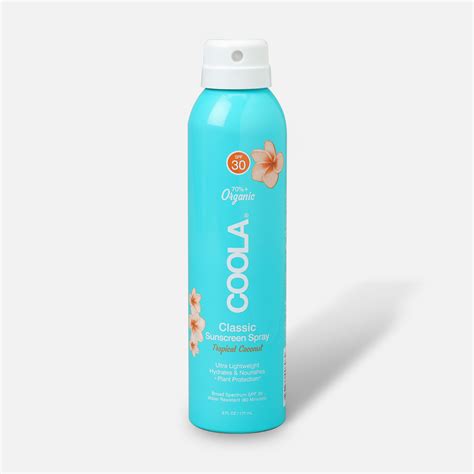 Coola Classic Body Organic Sunscreen Spray SPF 30 Tropical Coconut, 6oz.