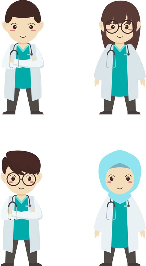 Set of doctor cartoon characters. Medical staff team concept in ...