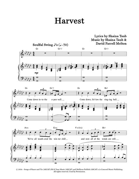 Harvest by Shaina Taub Sheet Music for Piano & Vocal at Sheet Music Direct