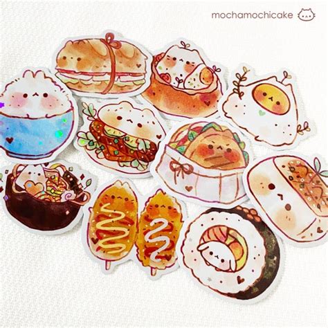 Cute Animal Foodies 2 Stickers/ Matte/ Holographic/ Die Cut - Etsy