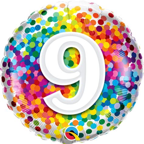 Colourful Confetti 9th Birthday Balloon (Foil) | Party Save Smile