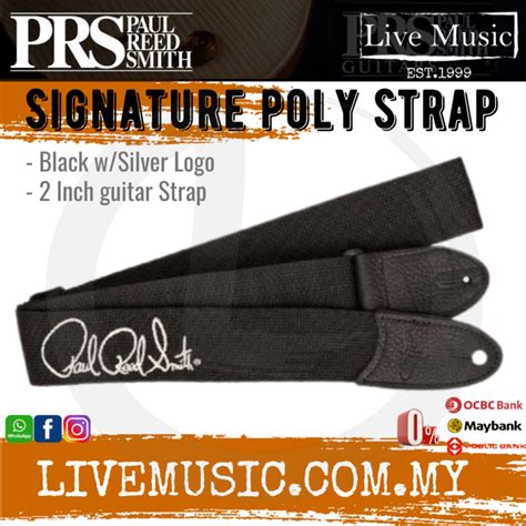 PRS Signature Logo 2inch Poly Guitar Strap - Black w/Silver Logo | Lazada