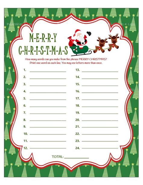 Christmas Word Game Printable Christmas Party Game Holiday | Etsy ...