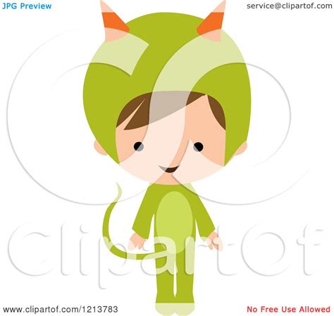 Cartoon of a Cute Boy in a Green Monster Halloween Costume - Royalty ...