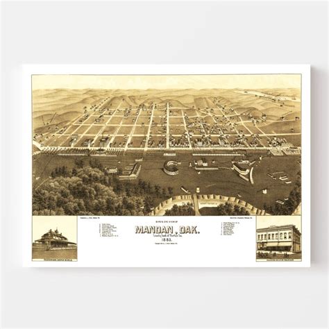 Vintage Map of Mandan, North Dakota 1883 by Ted's Vintage Art