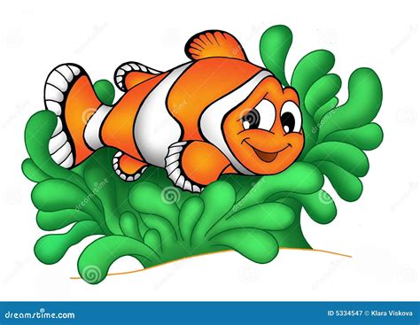 Clownfish in anemone 3 stock illustration. Illustration of happy - 5334547