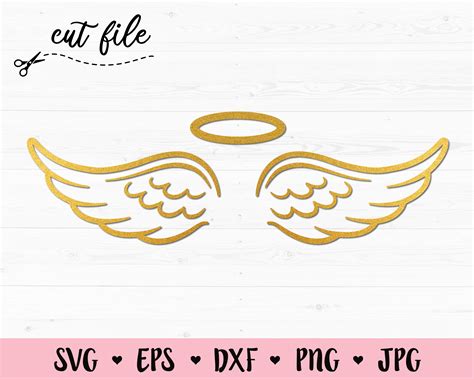 Wings SVG Angel Wings Cutting File Halo Cut File Wings Outline | Etsy