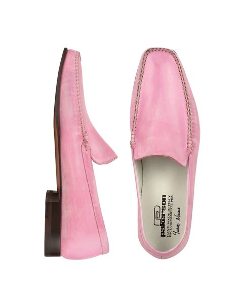 Pakerson Pink Italian Handmade Leather Loafer Shoes in Pink for Men | Lyst