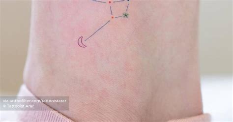 Colorful Cancer Constellation Tattoo on Ankle