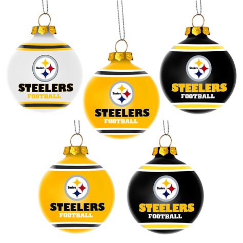 Forever Collectibles Pittsburgh Steelers 5 Pack Shatterproof Ball Ornaments