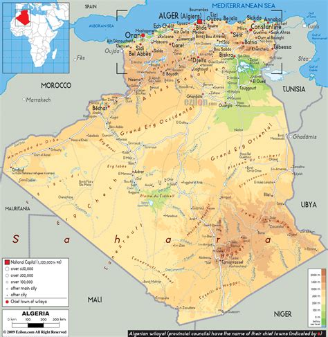 Sahara Conservation Fund | Physical Map of Algeria