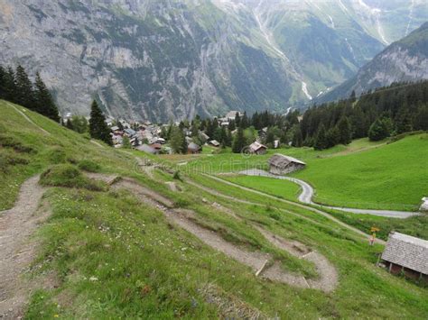 Swiss Alps Hiking Trail stock image. Image of mountains - 44225131