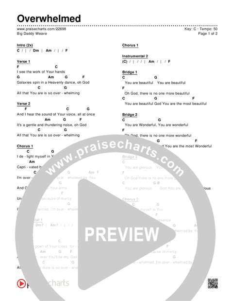 Overwhelmed Chord Chart (Editable) - Big Daddy Weave | PraiseCharts