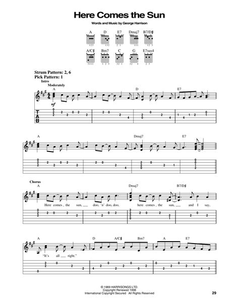 Here Comes The Sun by The Beatles - Easy Guitar Tab - Guitar Instructor