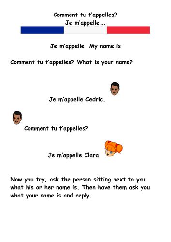 Je m'appelle by MissMollyMop - Teaching Resources - Tes