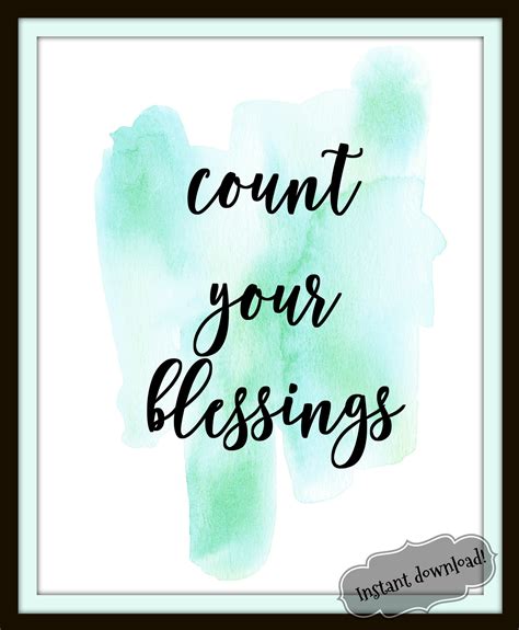 Printable Wall Art Count Your Blessings Digital Art Print Inspirational ...