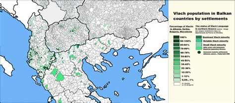 Vlach population in Balkan countries by settlement (includes Aromanians ...