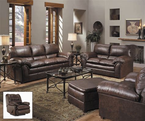 Geneva Classic Brown Bonded Leather Living Room Furniture Couch Set