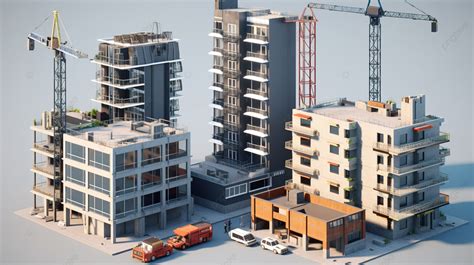 An Animation Showing Different Buildings Under Construction Background ...