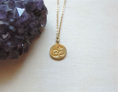 Gold Om Symbol Necklace Large Engraved Om Symbol on Gold - Etsy