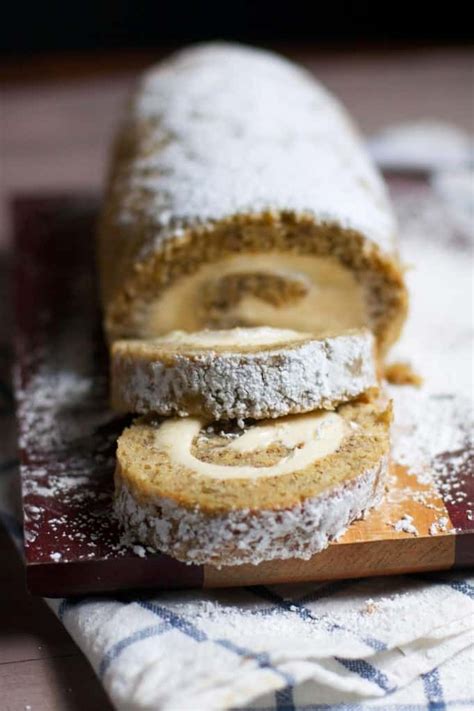 Banana Cake Roll with Caramel Cream Cheese Filling | Recipe | Cake roll ...