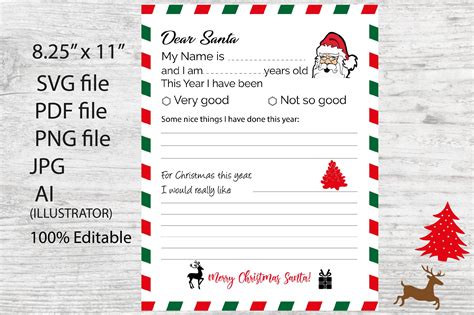 Letter to Santa Claus Kids Template Graphic by ItalianvintagDesigns ...