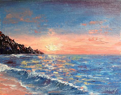 Amazon.com: 8*10 Sunset painting, sunrise over the sea,ocean oil ...