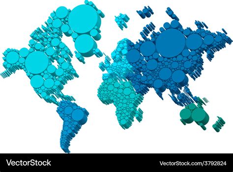 3D world map with dots Royalty Free Vector Image