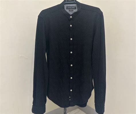 Zara Man Slim Fit Chinese Collar Long sleeves, Men's Fashion, Tops ...