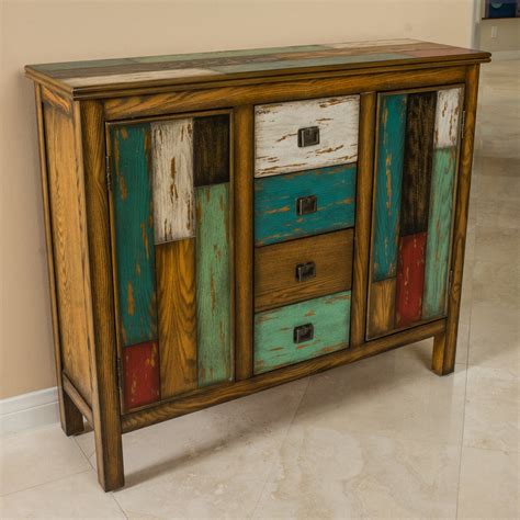 Antique Multicolor Distressed Wood Storage Cabinet - NH586592 – Noble ...