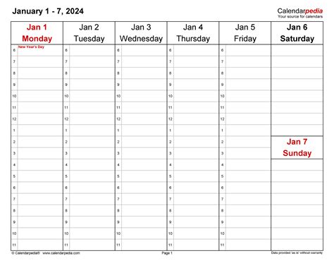 2024 Weekly Calendar Printable Pdf - Phil Trudie