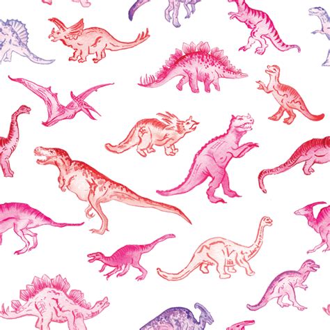 Pink Dinosaurs Removable Wallpaper