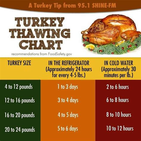 Turkey thawing chart | Food hacks, Chicken dishes, Food