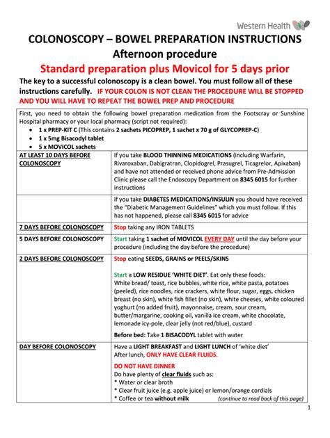 Fillable Online COLONOSCOPY BOWEL PREPARATION INSTRUCTIONS Fax Email ...