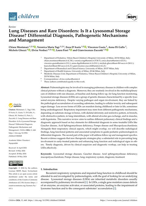 (PDF) Lung Diseases and Rare Disorders: Is It a Lysosomal Storage ...