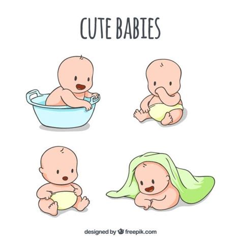 Premium Vector | Sketches of cute babies in different poses | Bebés ...